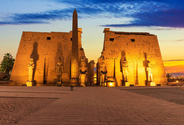 Luxor Temple main view, beautiful sunset light, Egypt.